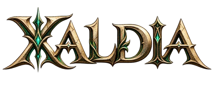 XALDIA official gold and emerald wordmark